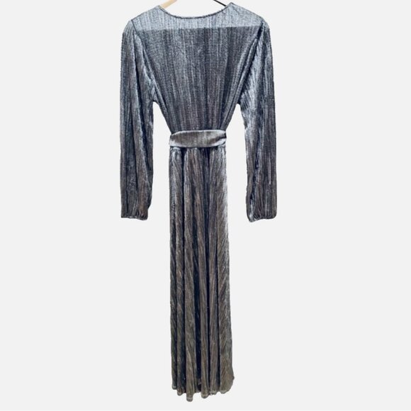 NWT Soft Surroundings Maxi Annabelle Pleated Dress Silver Petite Med (10-12) - Picture 7 of 12